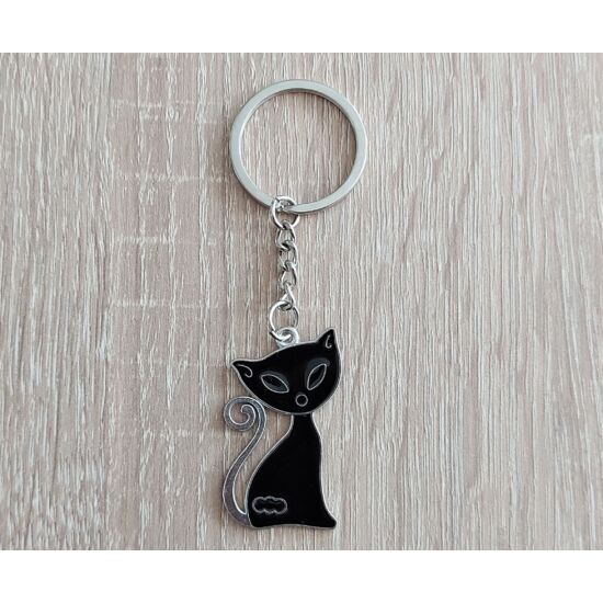 fekete macskás kulcstartó